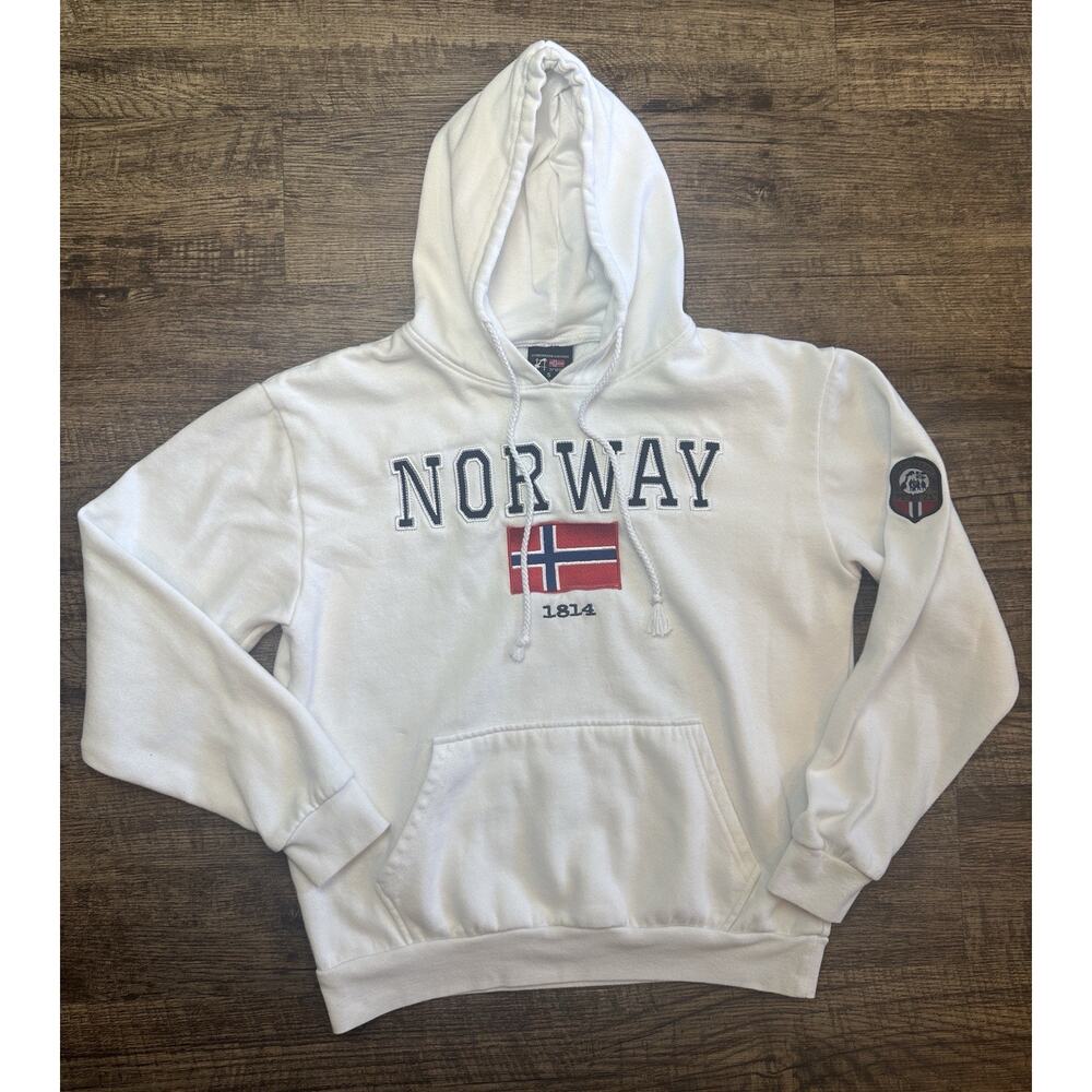 Scandinavian Explorer Mens Red Norway 1814 Hoodie Size S NWT